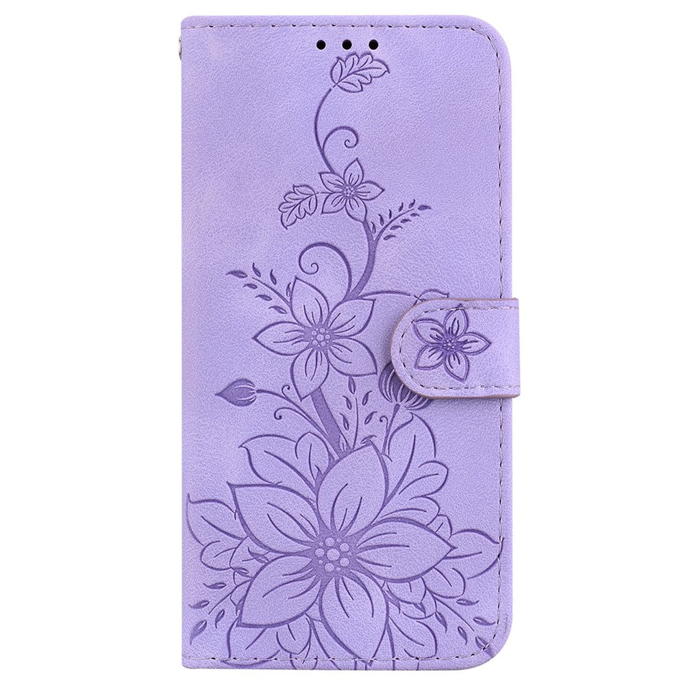 For Samsung Galaxy S25 Ultra Case Lily Flower Imprint Leather Phone Cover with Stand