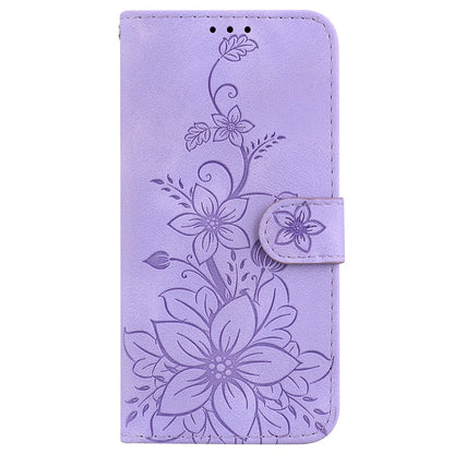 For Samsung Galaxy S25 Ultra Case Lily Flower Imprint Leather Phone Cover with Stand