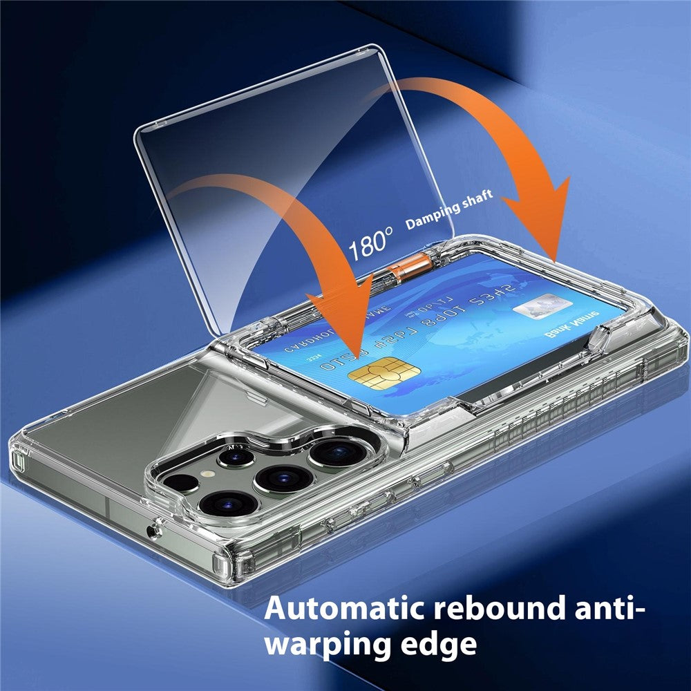 For Samsung Galaxy S25 Ultra Clear Case PC+TPU Phone Cover Card Holder Kickstand