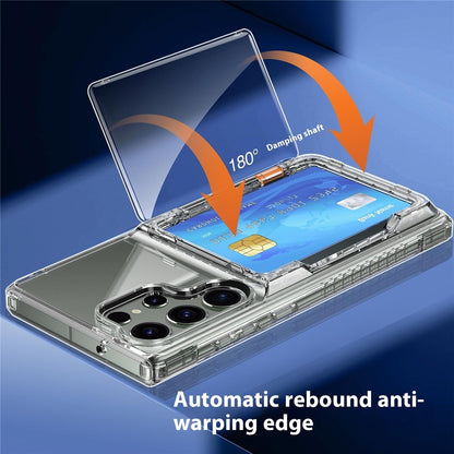 For Samsung Galaxy S25 Ultra Clear Case PC+TPU Phone Cover Card Holder Kickstand