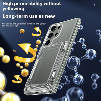 For Samsung Galaxy S25 Ultra Clear Case PC+TPU Phone Cover Card Holder Kickstand