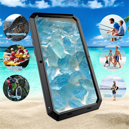 For iPhone 16 Case Silicone+Metal Phone Cover with Tempered Glass Screen Protector