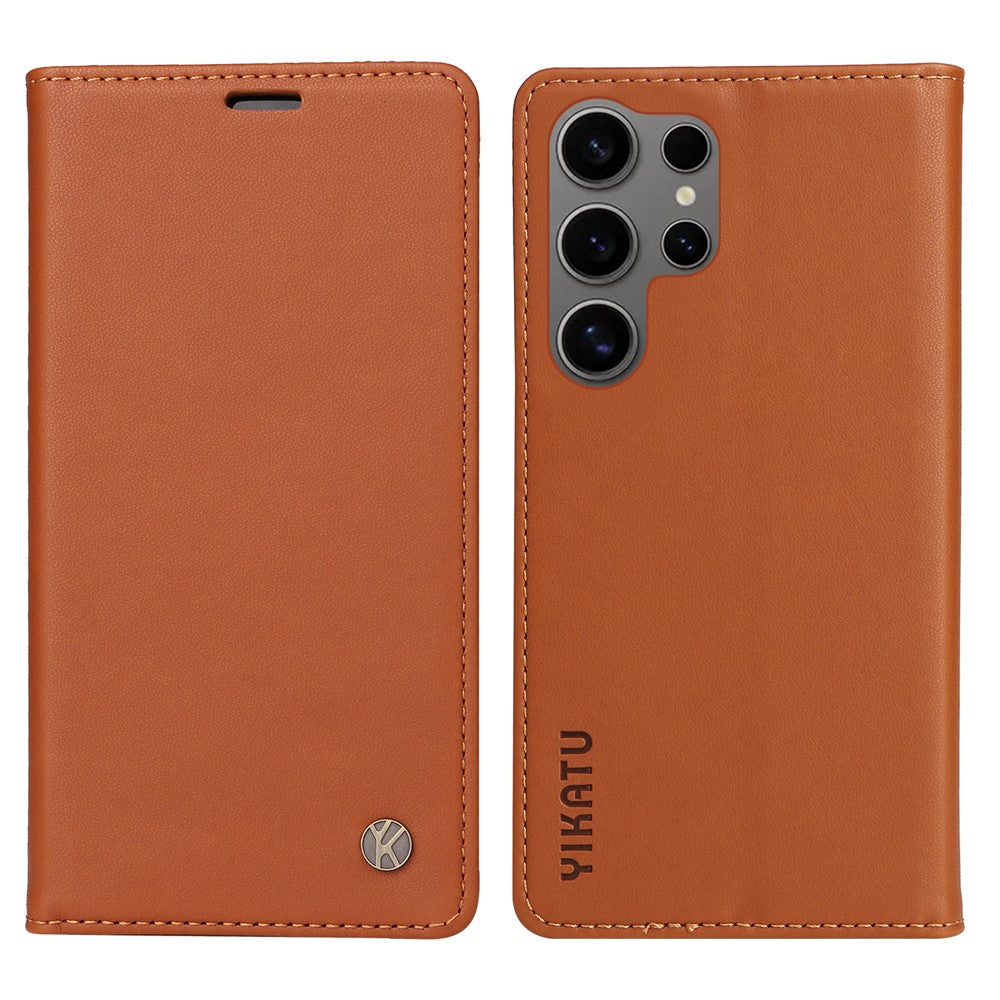 YIKATU YK-001 For Samsung Galaxy S25 Ultra Case Stand Leather Phone Cover Strong Magnetic Closure