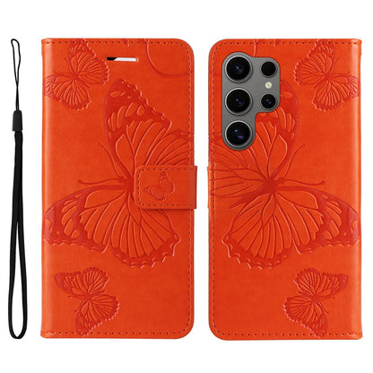 For Samsung Galaxy S25 Ultra Wallet Case Floral Butterfly Imprinted Leather Phone Cover Stand