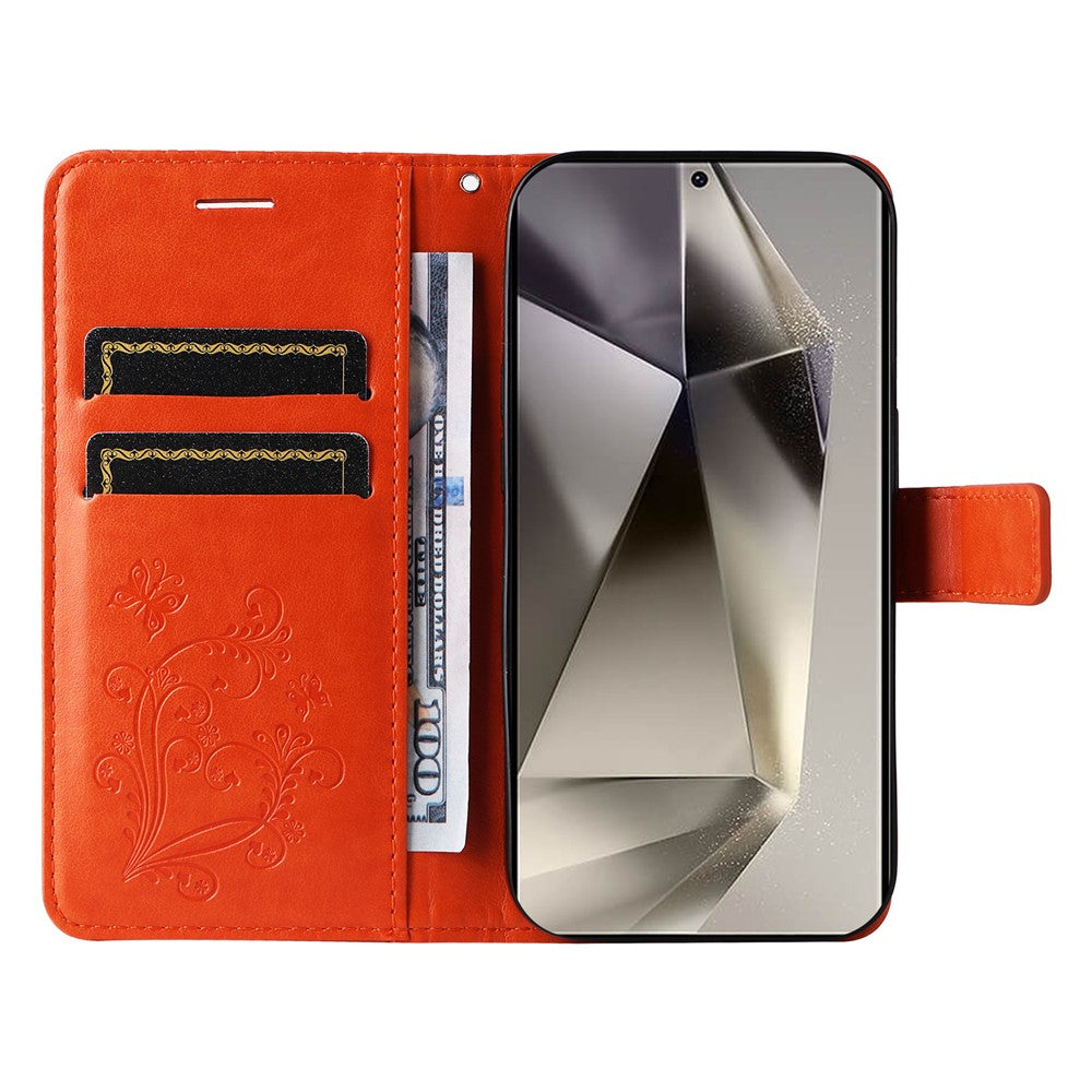 For Samsung Galaxy S25 Ultra Wallet Case Floral Butterfly Imprinted Leather Phone Cover Stand