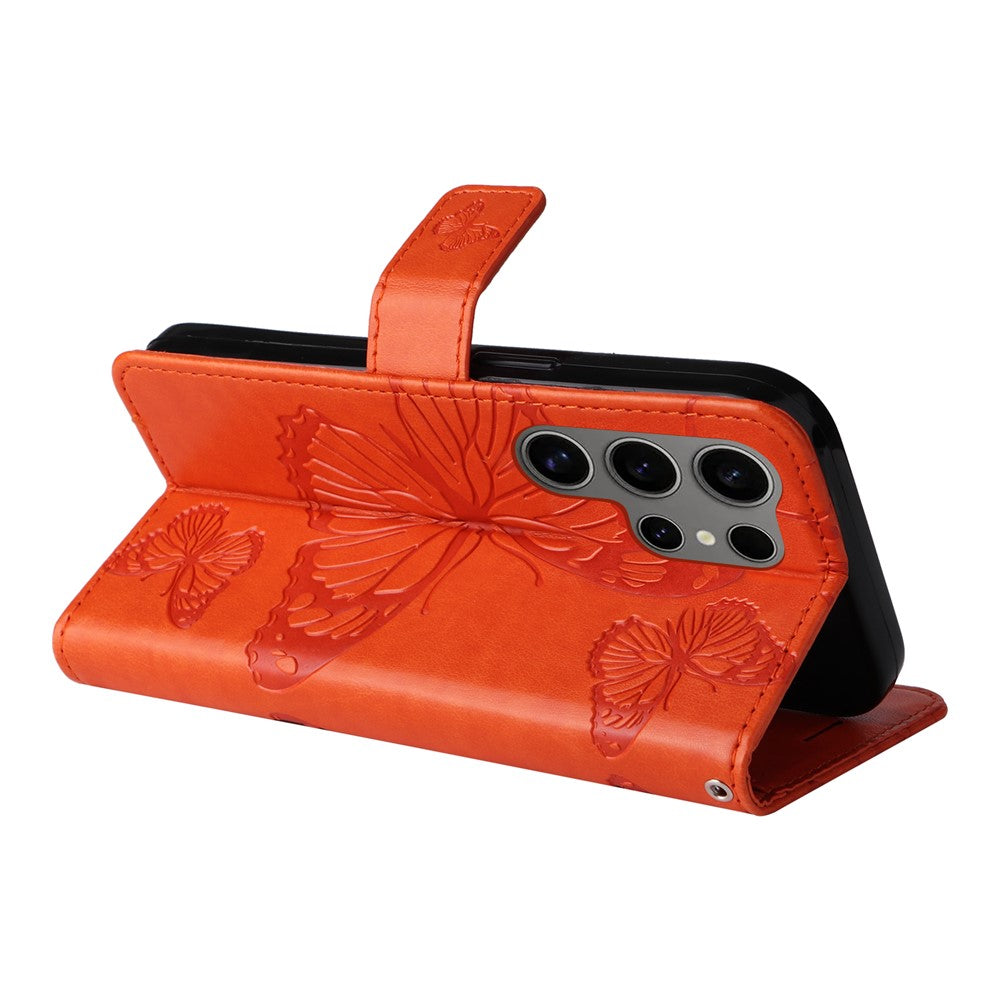 For Samsung Galaxy S25 Ultra Wallet Case Floral Butterfly Imprinted Leather Phone Cover Stand