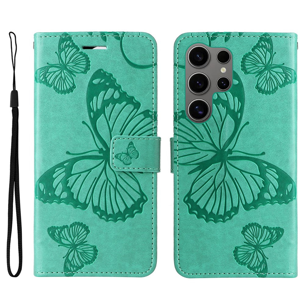 For Samsung Galaxy S25 Ultra Wallet Case Floral Butterfly Imprinted Leather Phone Cover Stand