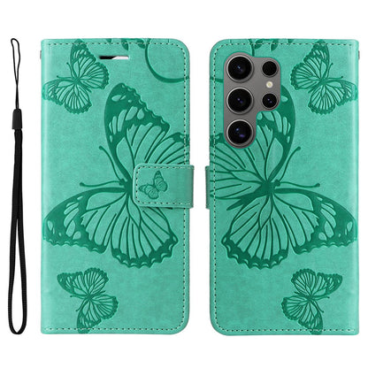For Samsung Galaxy S25 Ultra Wallet Case Floral Butterfly Imprinted Leather Phone Cover Stand
