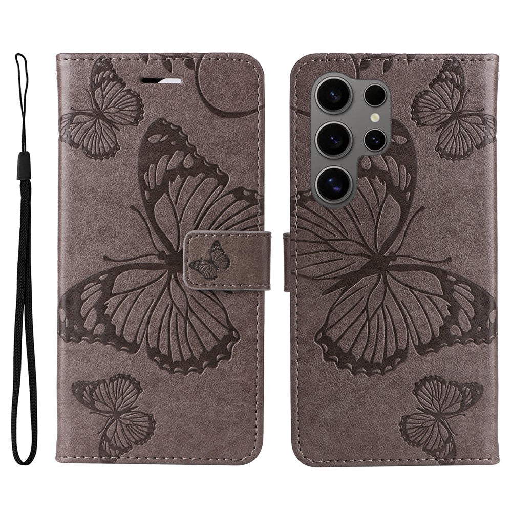 For Samsung Galaxy S25 Ultra Wallet Case Floral Butterfly Imprinted Leather Phone Cover Stand