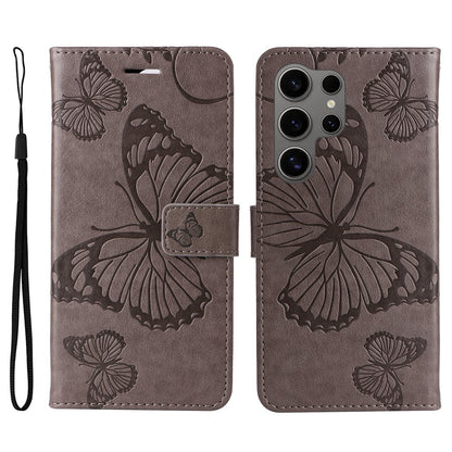 For Samsung Galaxy S25 Ultra Wallet Case Floral Butterfly Imprinted Leather Phone Cover Stand