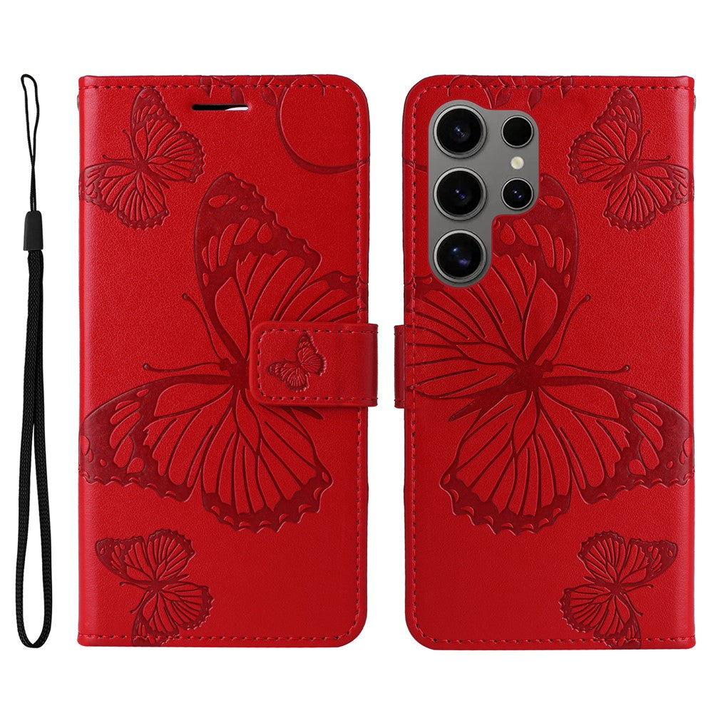 For Samsung Galaxy S25 Ultra Wallet Case Floral Butterfly Imprinted Leather Phone Cover Stand