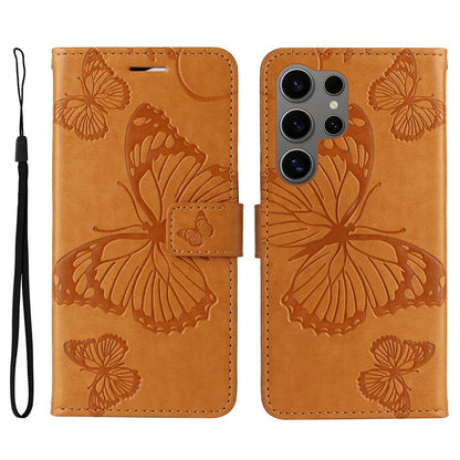 For Samsung Galaxy S25 Ultra Wallet Case Floral Butterfly Imprinted Leather Phone Cover Stand