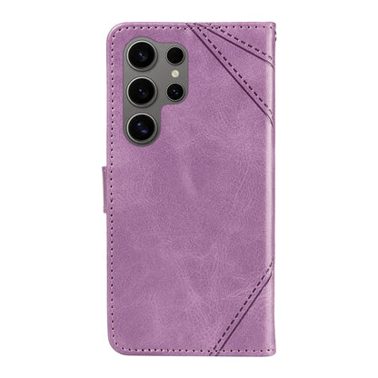 For Samsung Galaxy S25 Ultra Case Leather Geometric Line Wallet Phone Cover with Wrist Strap