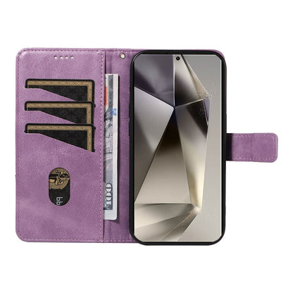For Samsung Galaxy S25 Ultra Case Leather Geometric Line Wallet Phone Cover with Wrist Strap