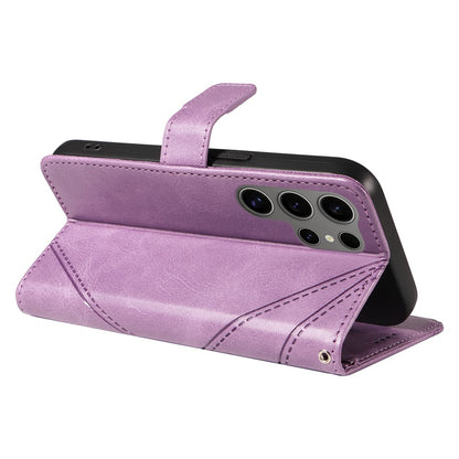 For Samsung Galaxy S25 Ultra Case Leather Geometric Line Wallet Phone Cover with Wrist Strap