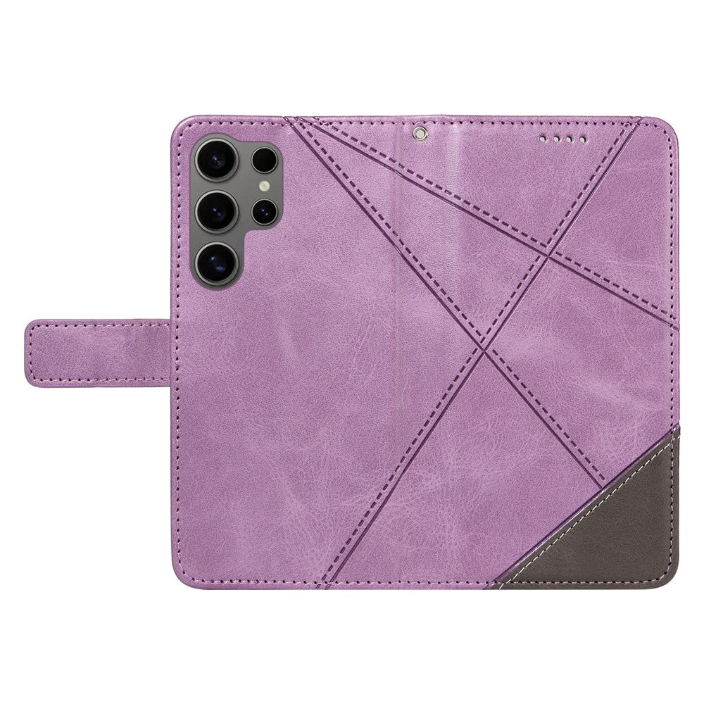 For Samsung Galaxy S25 Ultra Case Leather Geometric Line Wallet Phone Cover with Wrist Strap