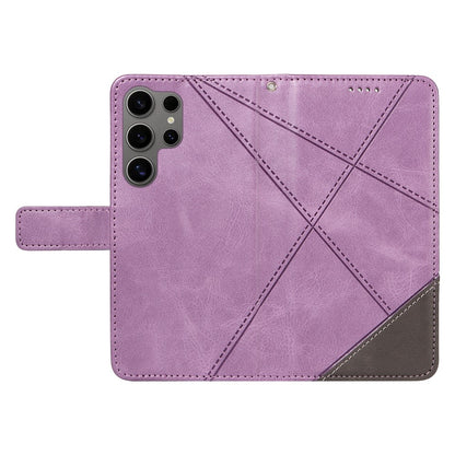 For Samsung Galaxy S25 Ultra Case Leather Geometric Line Wallet Phone Cover with Wrist Strap