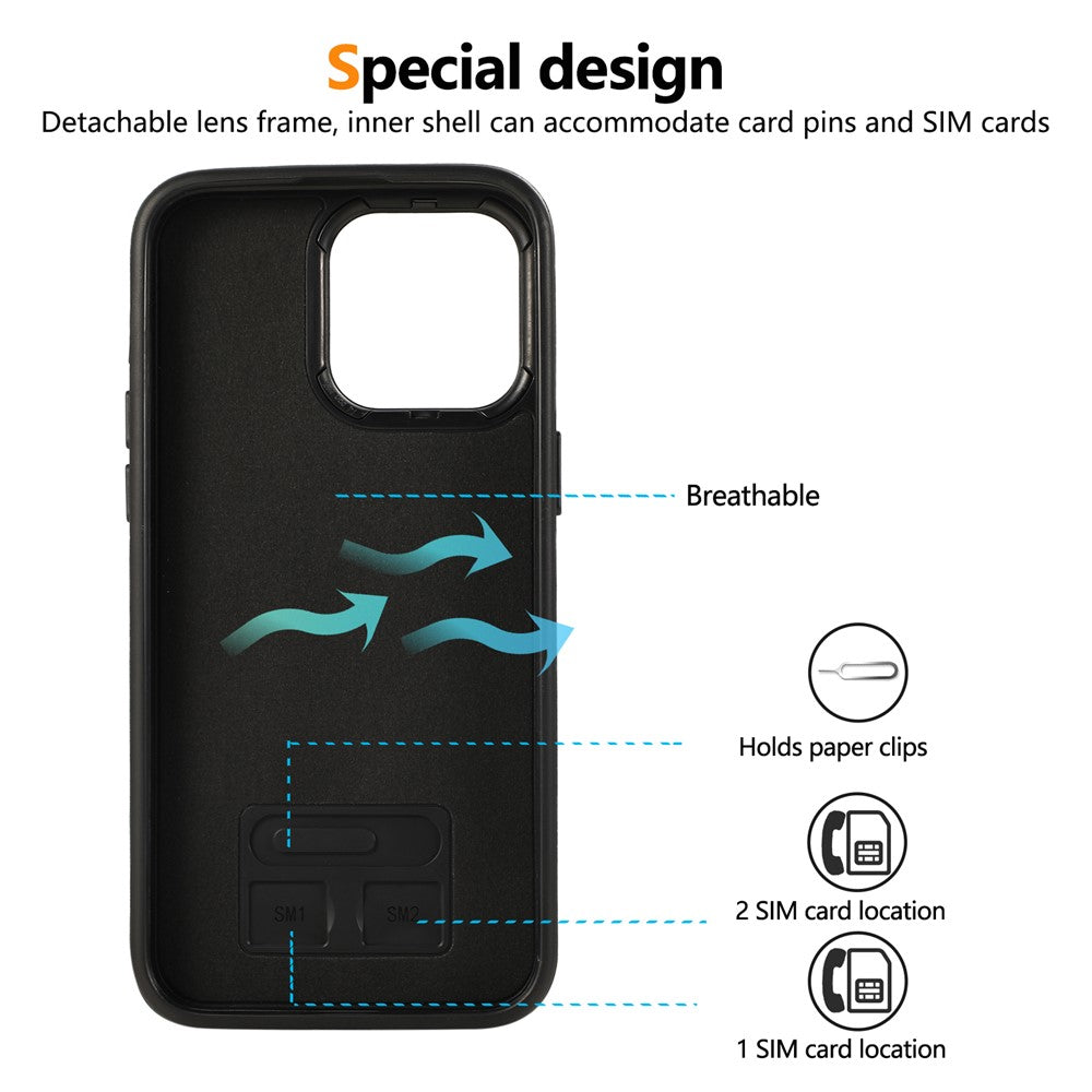 For iPhone 14 Pro PU Leather Back Case Card Holder Kickstand Phone Cover with Wrist Strap