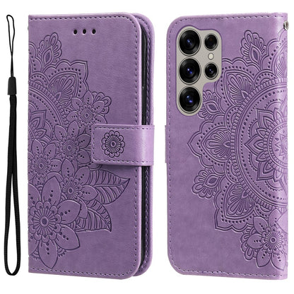 For Samsung Galaxy S25 Ultra Case Floral Pattern PU Leather Wallet Stand Phone Cover