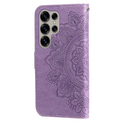 For Samsung Galaxy S25 Ultra Case Floral Pattern PU Leather Wallet Stand Phone Cover