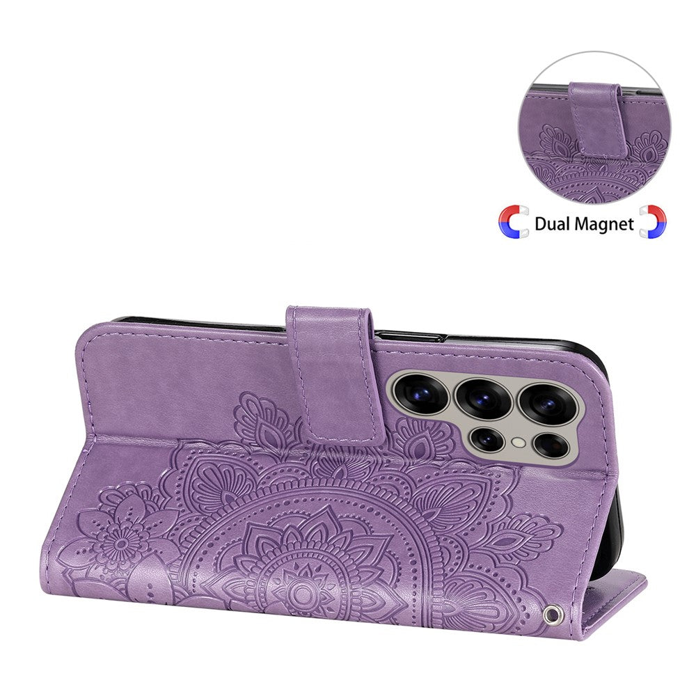 For Samsung Galaxy S25 Ultra Case Floral Pattern PU Leather Wallet Stand Phone Cover