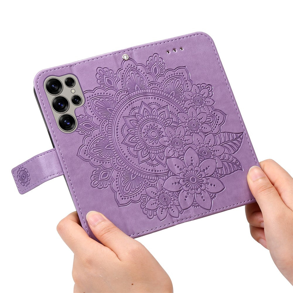 For Samsung Galaxy S25 Ultra Case Floral Pattern PU Leather Wallet Stand Phone Cover
