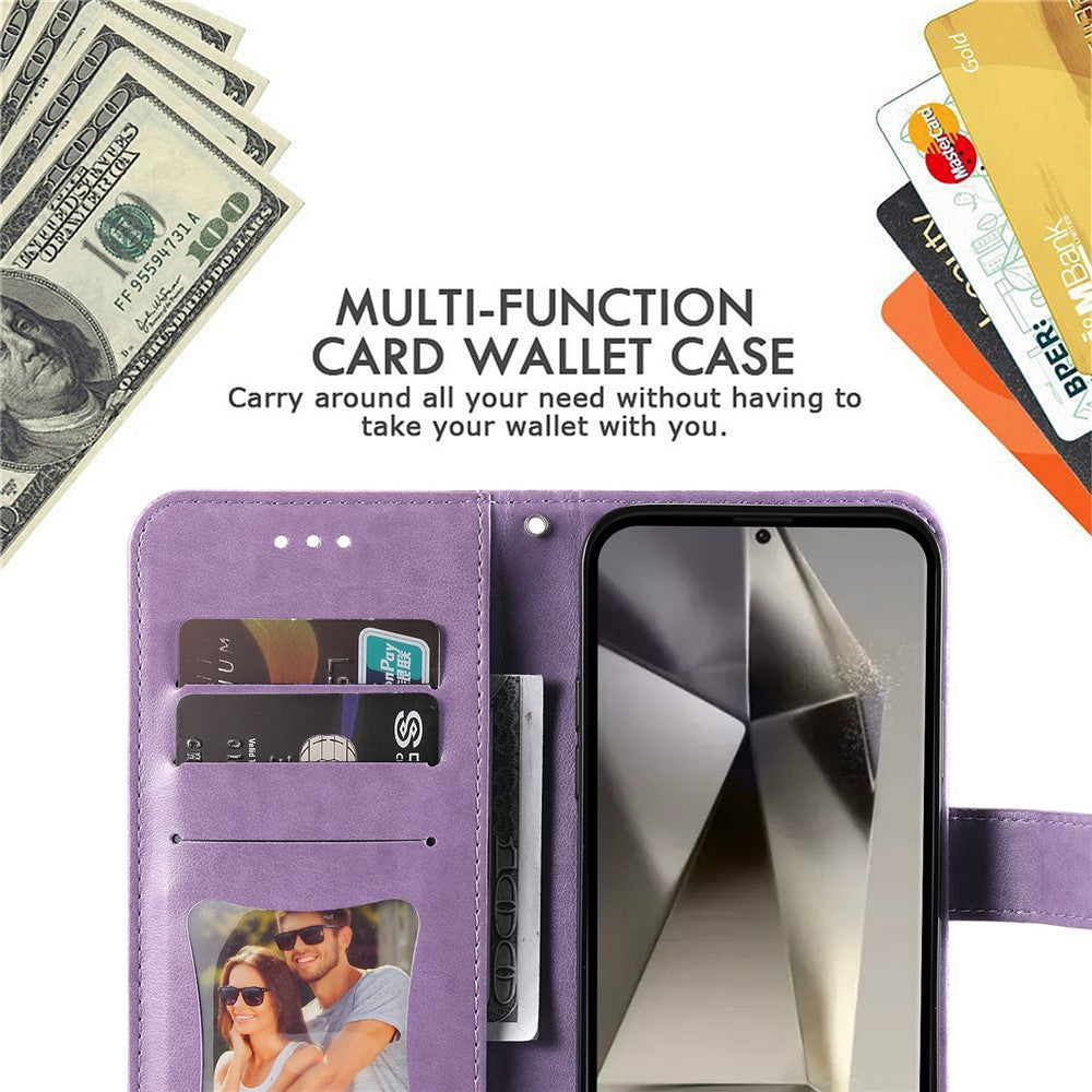 For Samsung Galaxy S25 Ultra Case Floral Pattern PU Leather Wallet Stand Phone Cover