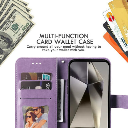 For Samsung Galaxy S25 Ultra Case Floral Pattern PU Leather Wallet Stand Phone Cover