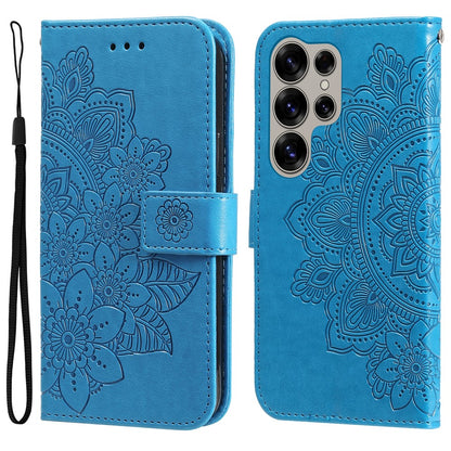 For Samsung Galaxy S25 Ultra Case Floral Pattern PU Leather Wallet Stand Phone Cover