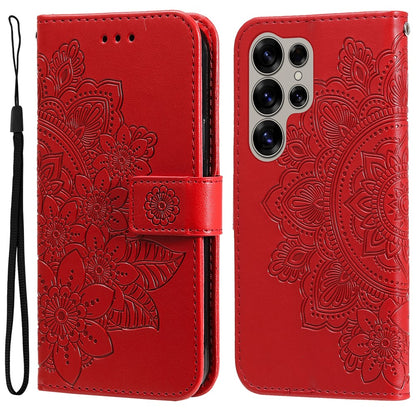 For Samsung Galaxy S25 Ultra Case Floral Pattern PU Leather Wallet Stand Phone Cover