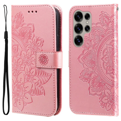 For Samsung Galaxy S25 Ultra Case Floral Pattern PU Leather Wallet Stand Phone Cover
