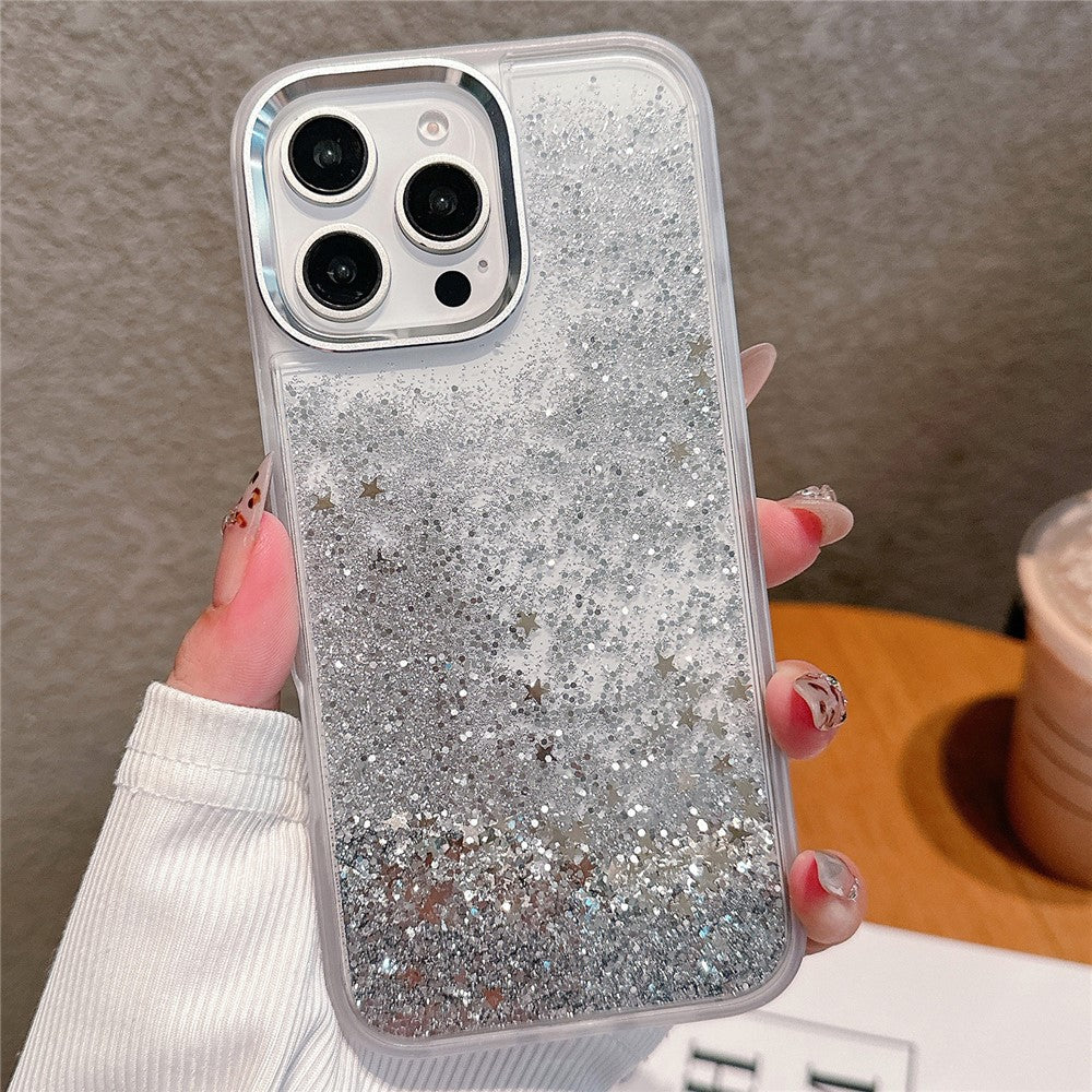 For iPhone 16 Pro Max Case Glitter Quicksand TPU+PC Shockproof Phone Cover