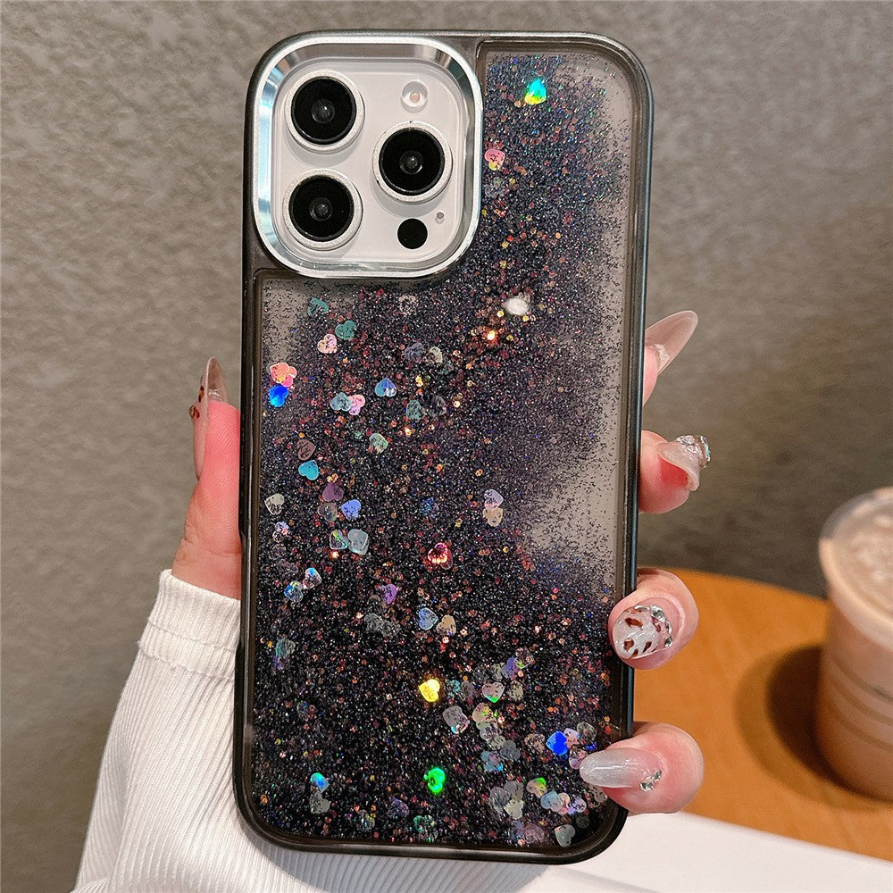 For iPhone 16 Pro Max Case Glitter Quicksand TPU+PC Shockproof Phone Cover