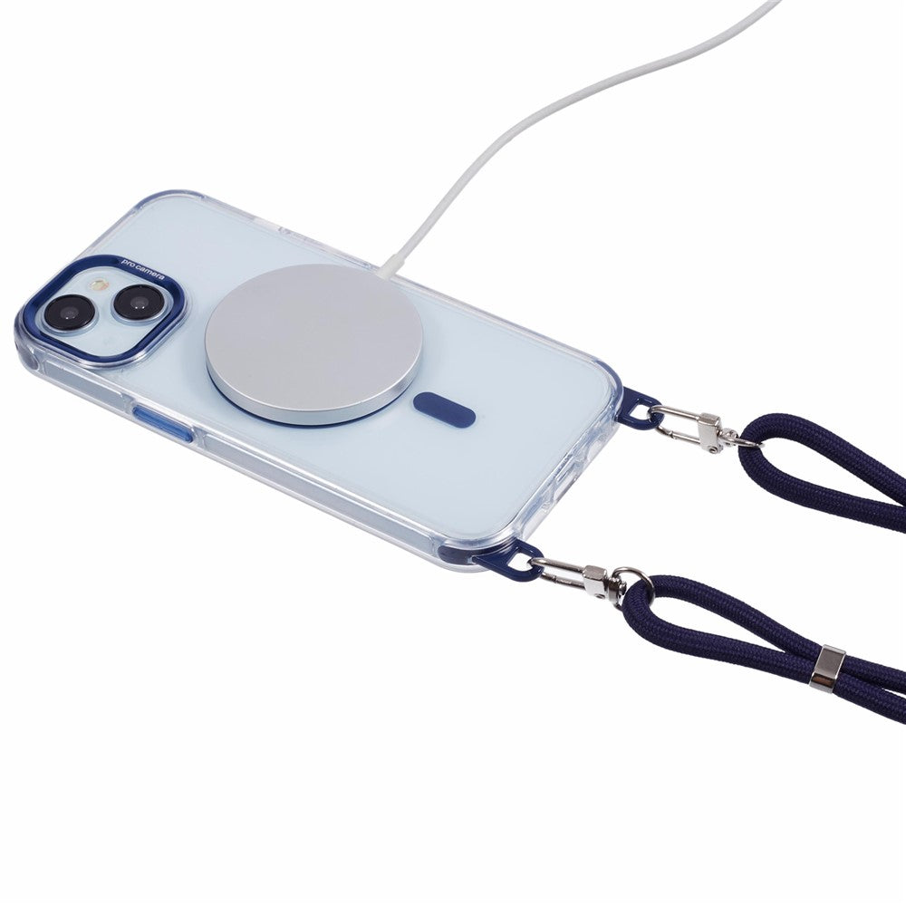 For iPhone 14 Clear Case Compatible with MagSafe Shockproof PC+TPU Phone Cover with 150cm Long Lanyard