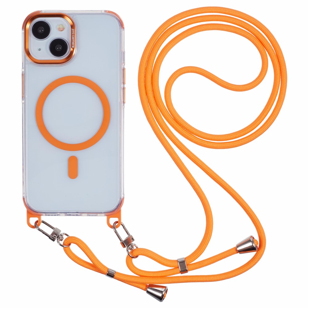 For iPhone 14 Clear Case Compatible with MagSafe Shockproof PC+TPU Phone Cover with 150cm Long Lanyard