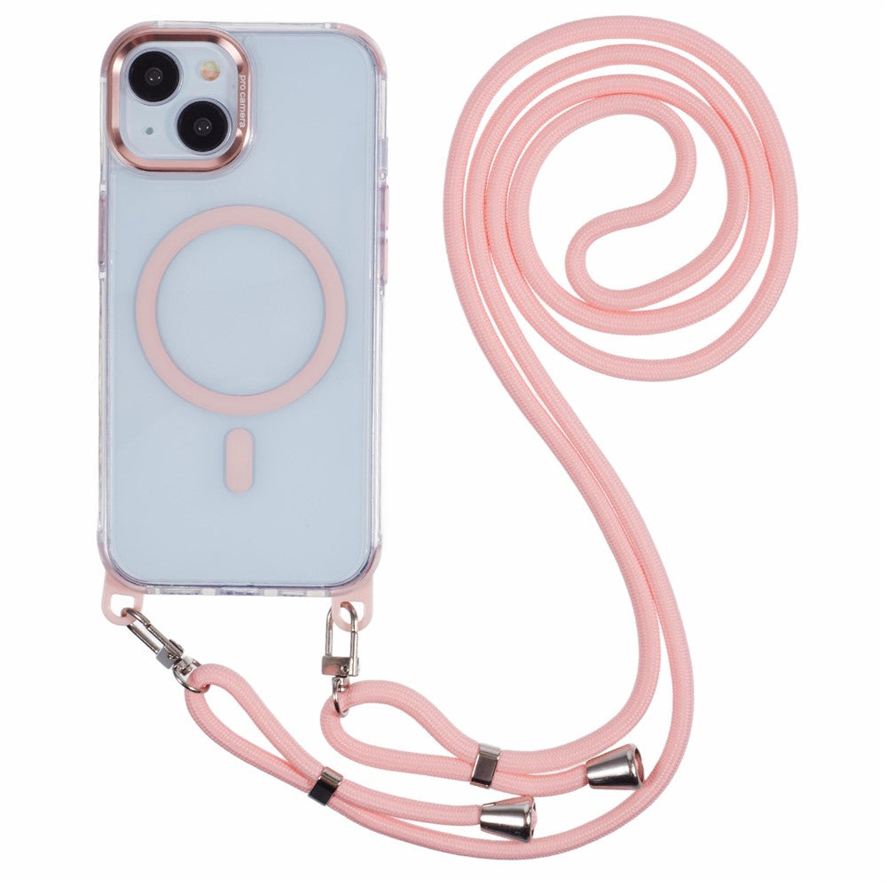 For iPhone 14 Clear Case Compatible with MagSafe Shockproof PC+TPU Phone Cover with 150cm Long Lanyard