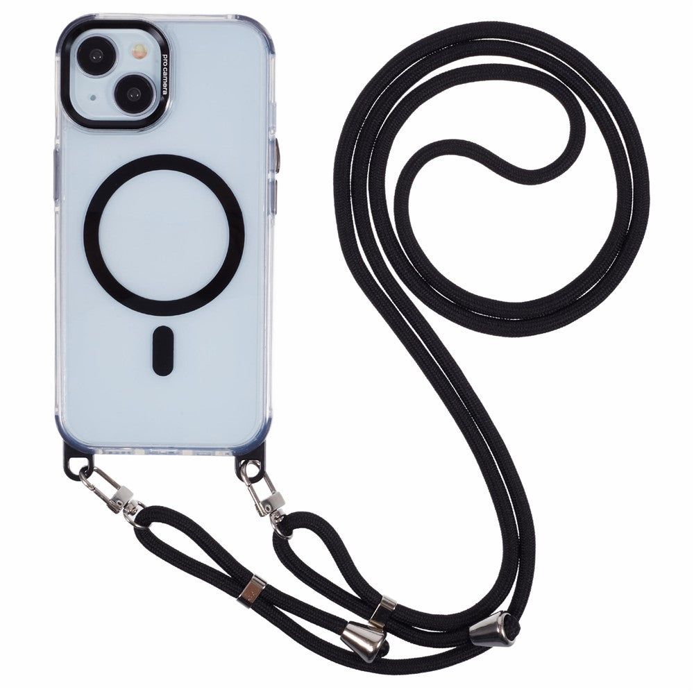 For iPhone 14 Clear Case Compatible with MagSafe Shockproof PC+TPU Phone Cover with 150cm Long Lanyard
