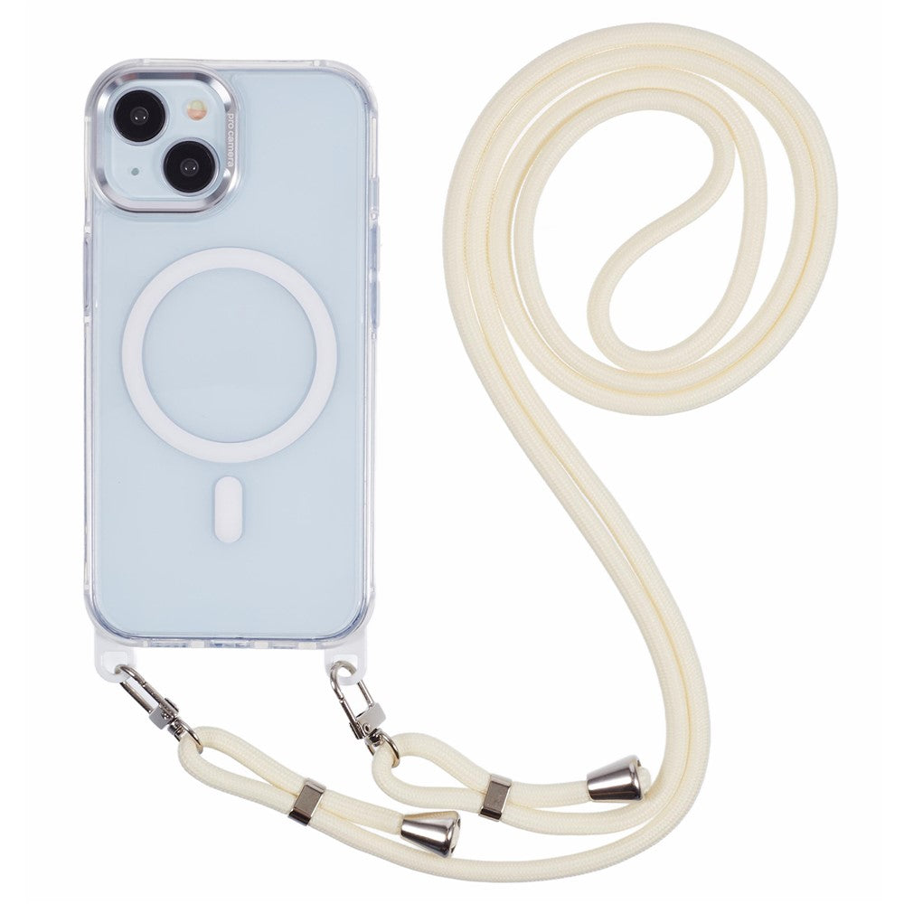 For iPhone 14 Clear Case Compatible with MagSafe Shockproof PC+TPU Phone Cover with 150cm Long Lanyard