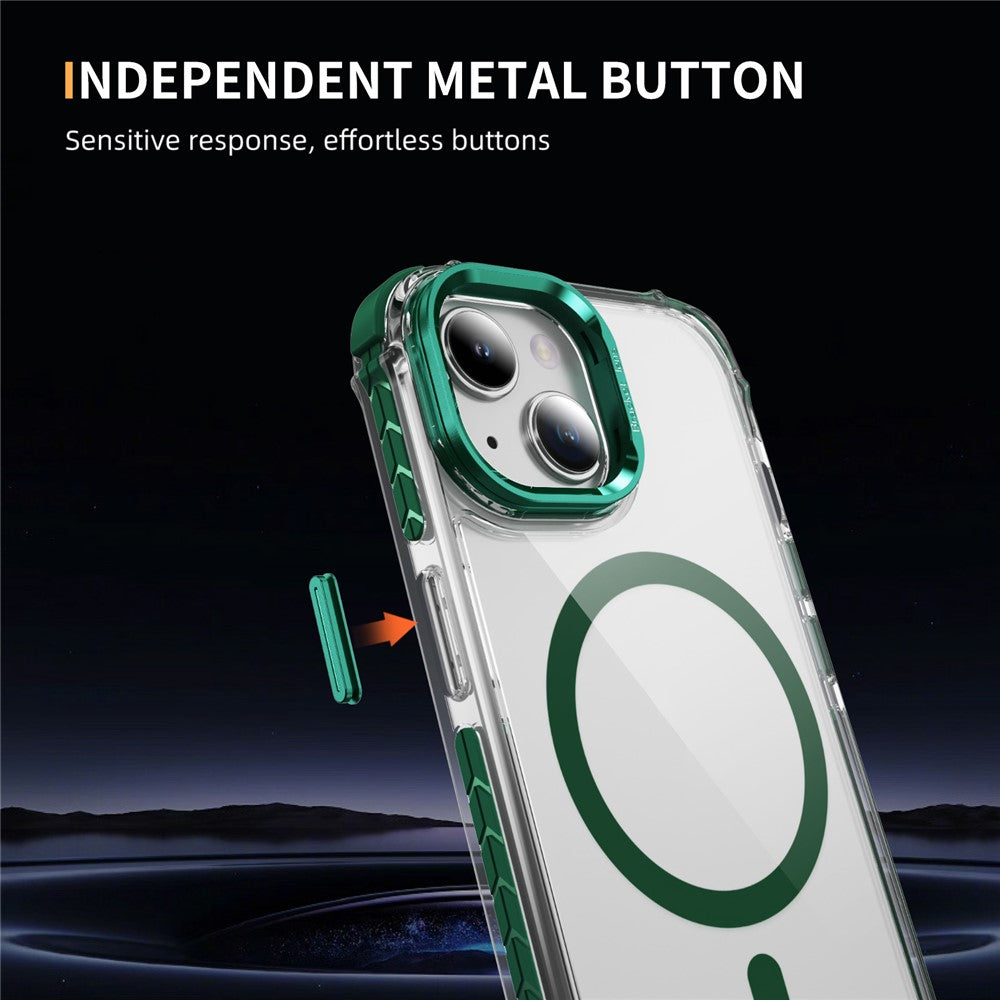 For iPhone 14 / 13 Clear Phone Case with Lens Kickstand Cover Compatible with MagSafe