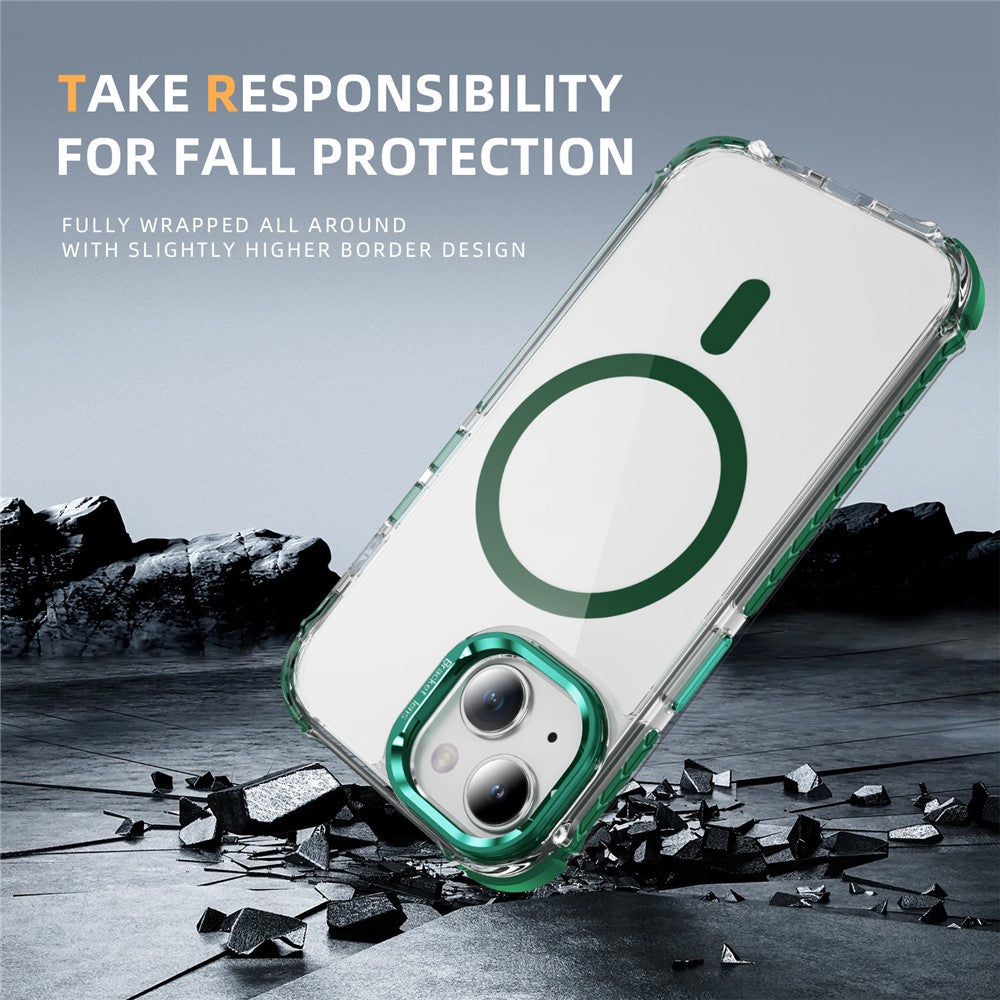 For iPhone 14 / 13 Clear Phone Case with Lens Kickstand Cover Compatible with MagSafe