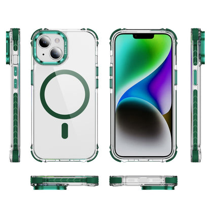 For iPhone 14 / 13 Clear Phone Case with Lens Kickstand Cover Compatible with MagSafe