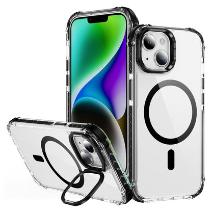 For iPhone 14 / 13 Clear Phone Case with Lens Kickstand Cover Compatible with MagSafe