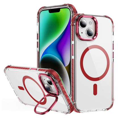 For iPhone 14 / 13 Clear Phone Case with Lens Kickstand Cover Compatible with MagSafe