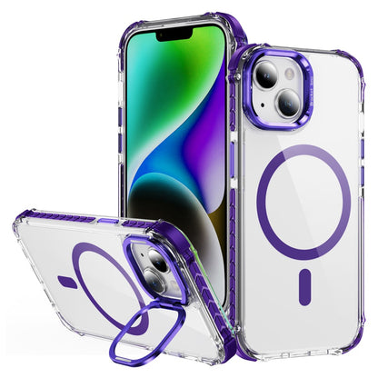 For iPhone 14 / 13 Clear Phone Case with Lens Kickstand Cover Compatible with MagSafe