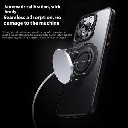 For iPhone 14 Pro Case Compatible with MagSafe Kickstand Matte PC+TPU Phone Cover with Silicone Ring