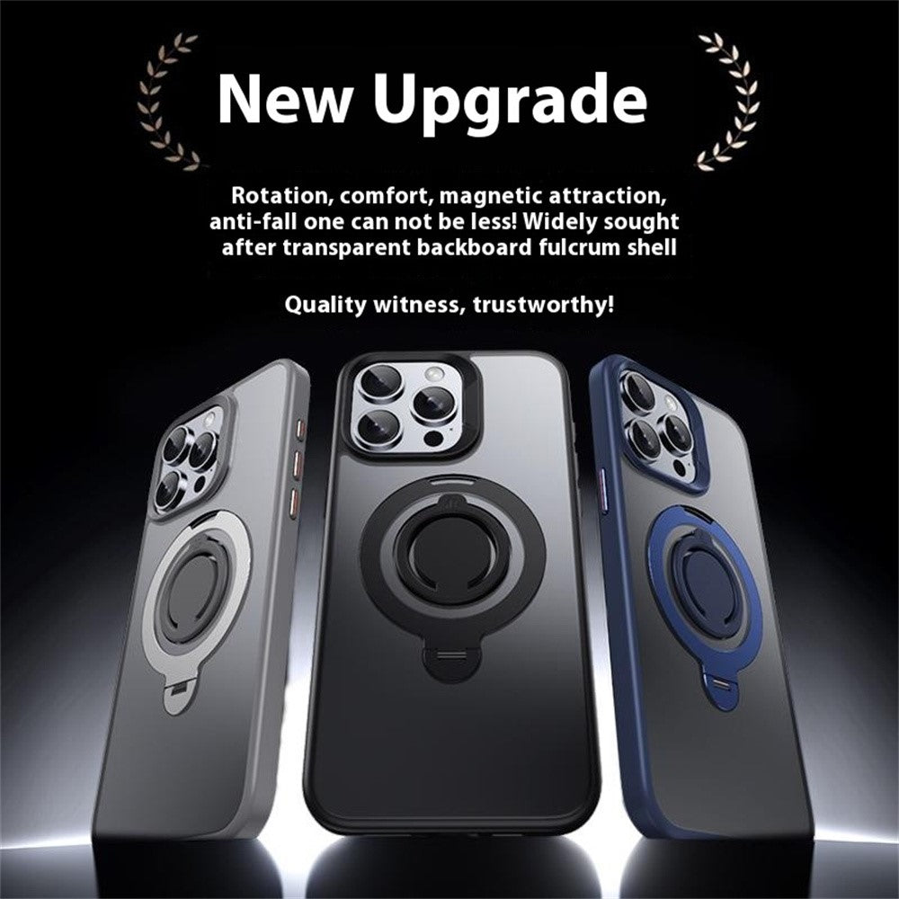 For iPhone 14 Pro Case Compatible with MagSafe Kickstand Matte PC+TPU Phone Cover with Silicone Ring