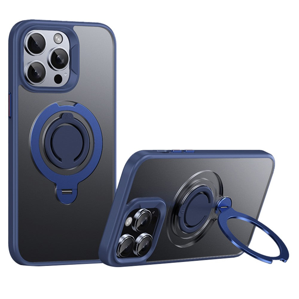 For iPhone 14 Pro Case Compatible with MagSafe Kickstand Matte PC+TPU Phone Cover with Silicone Ring