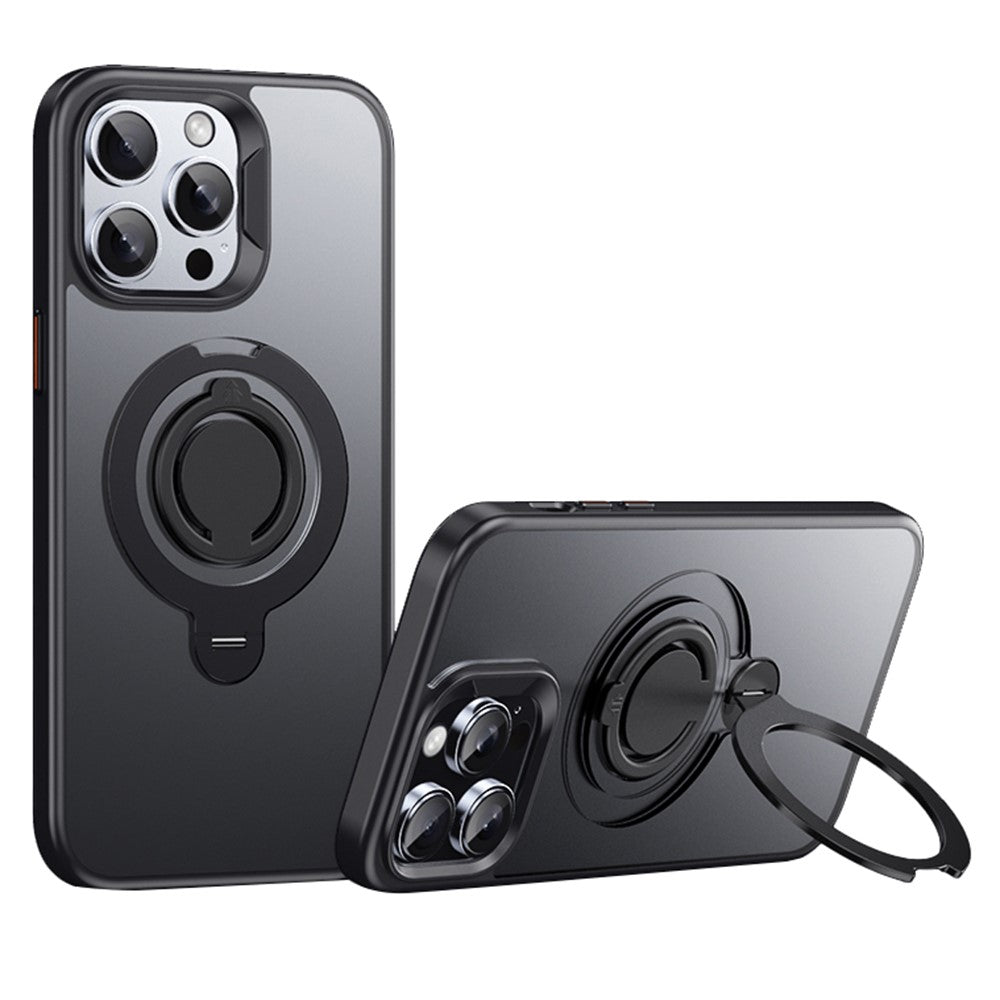 For iPhone 14 Pro Case Compatible with MagSafe Kickstand Matte PC+TPU Phone Cover with Silicone Ring