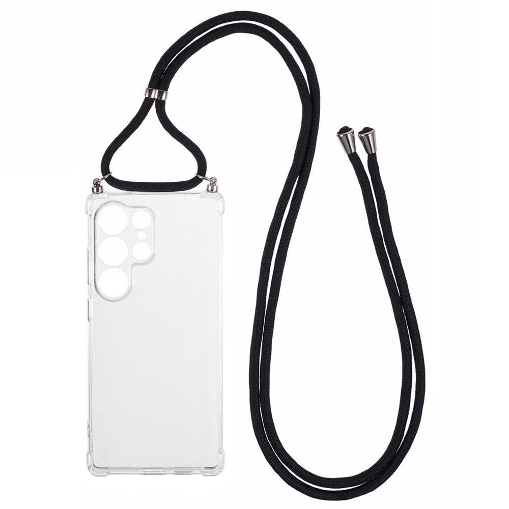 For Samsung Galaxy S25 Ultra Case Reinforced Corner TPU Clear Phone Cover with Lanyard