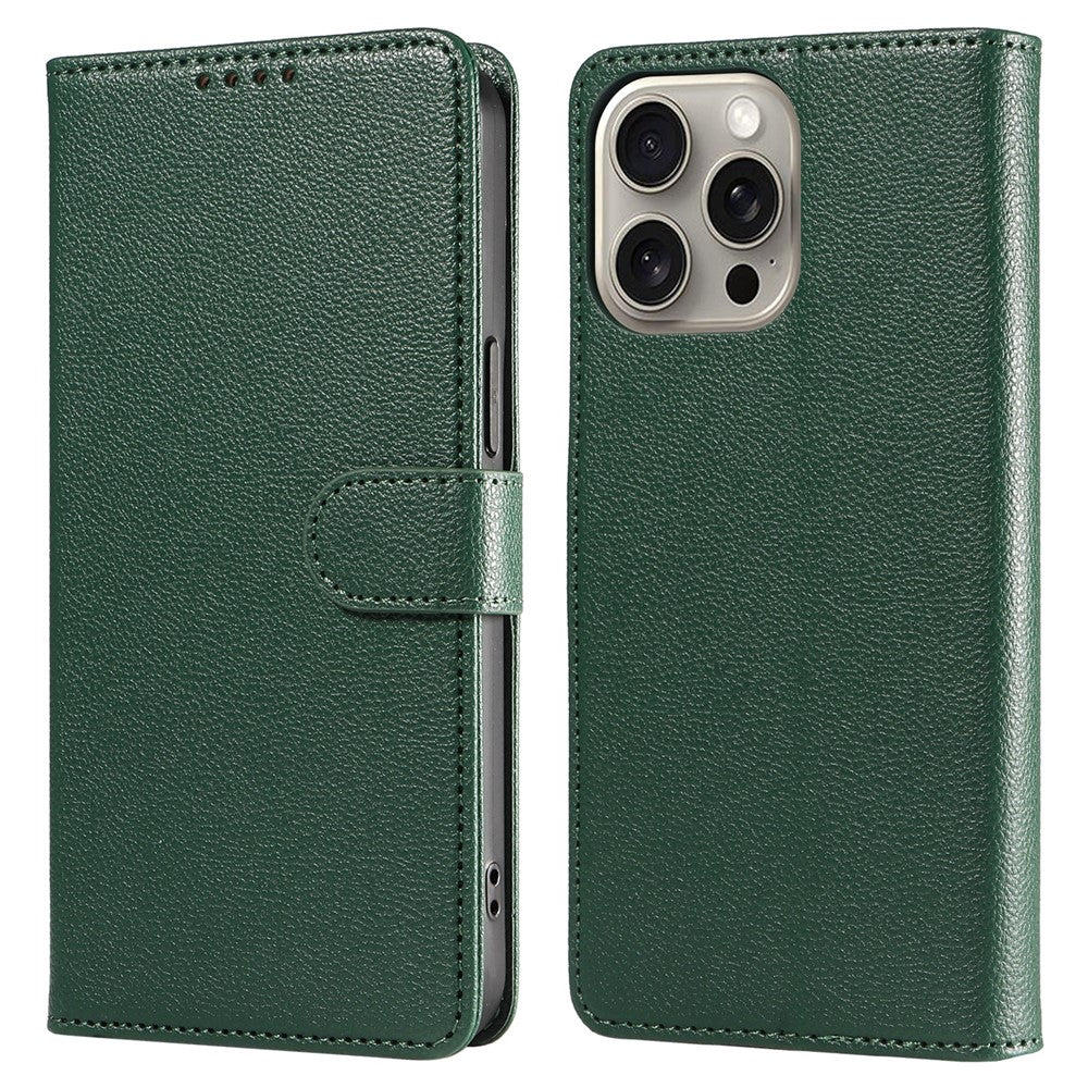 For iPhone 14 Pro Leather Case Litchi Texture RFID Blocking Wallet Stand Phone Cover